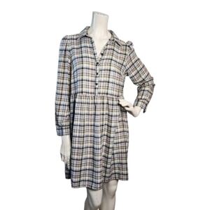 Loft Flannel Shirt Dress Women's M Petite Multi-color Plaid
